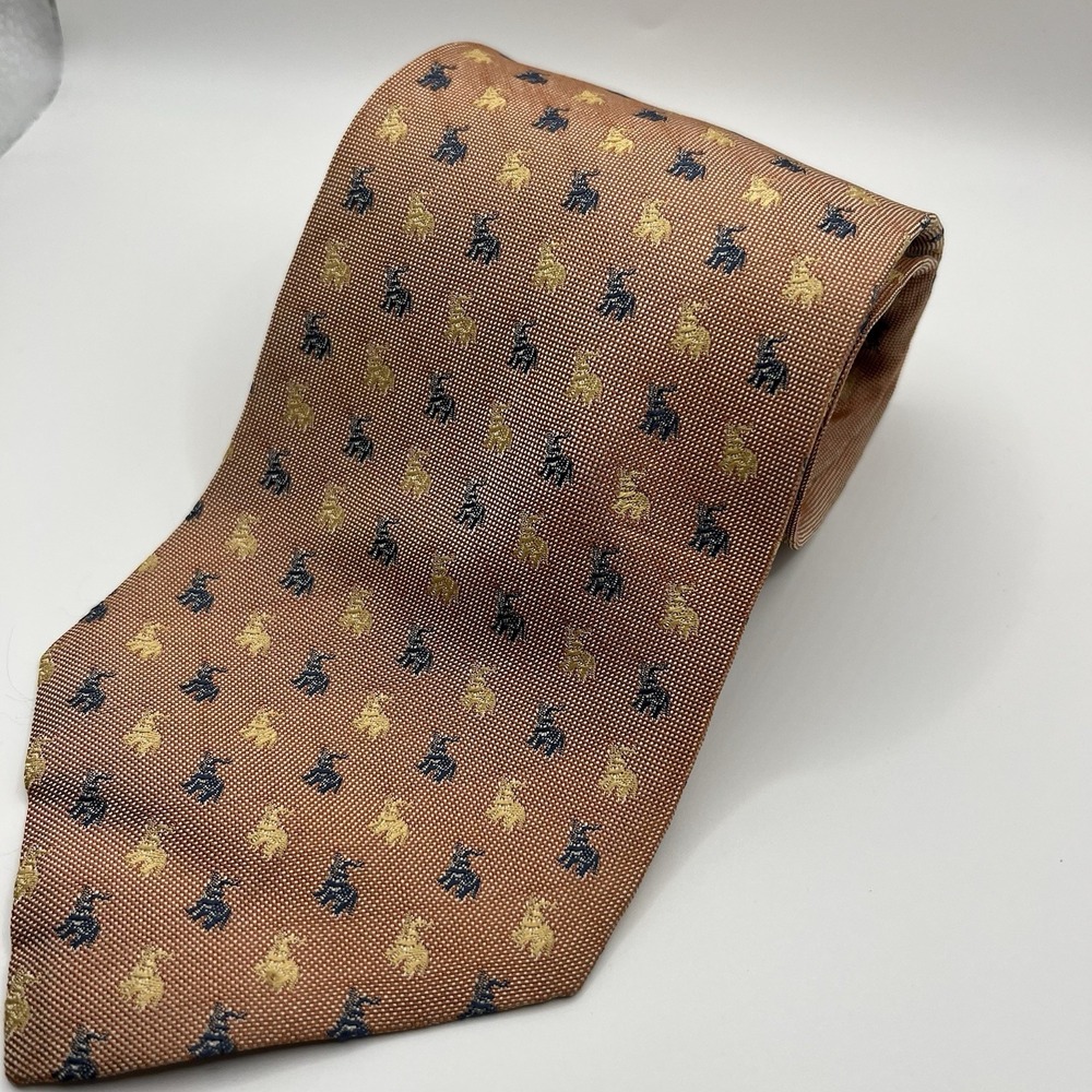 ERMENEGILDO ZEGNA Men's 100% Silk Necktie ITALY Luxury Elephants